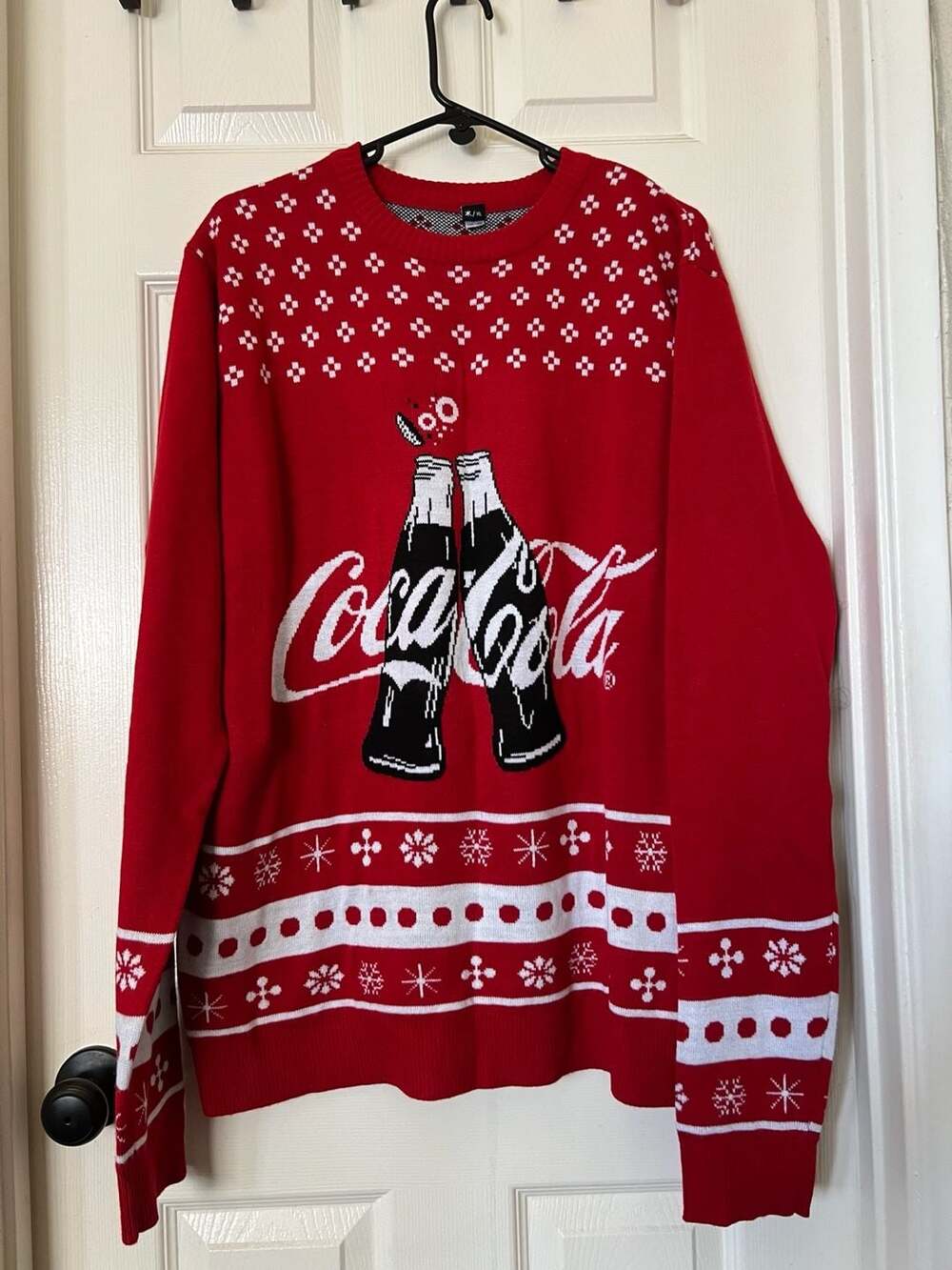 Coca-Cola 100 Years Of The Bottle Christmas Sweater XL Red